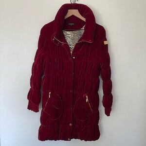 Courage.b | Silk Crushed Velvet Puffy Regencycore Leopard Puffer Jacket Small